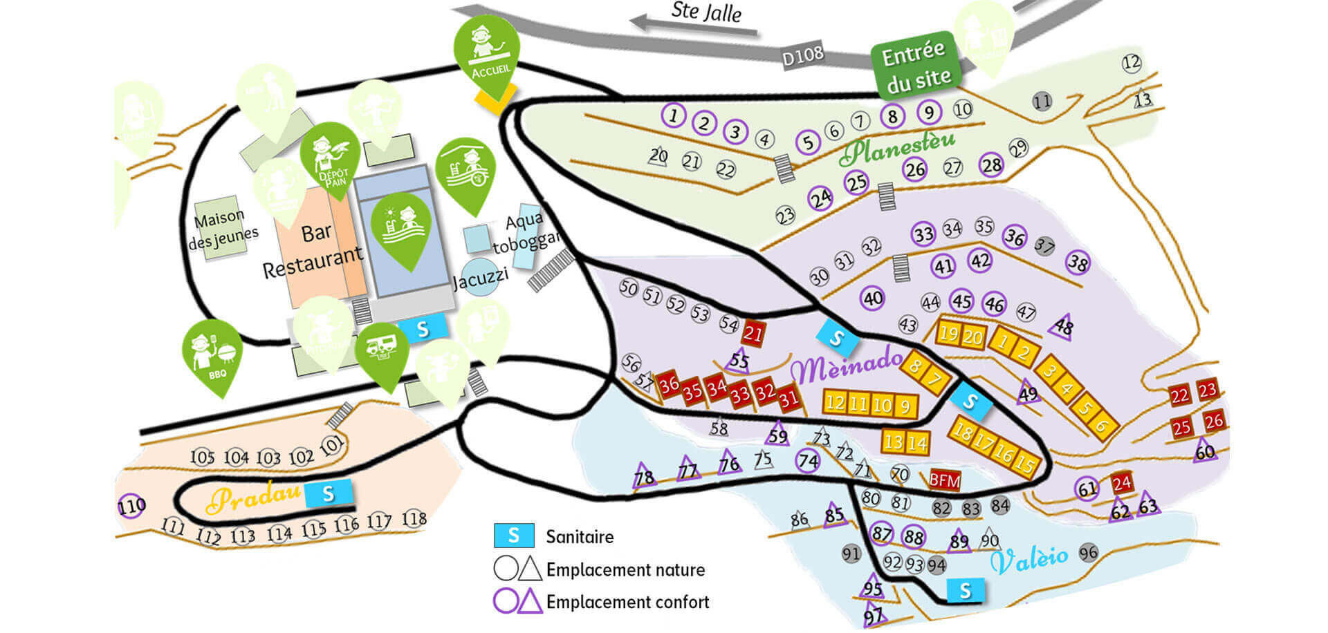 Plan du camping lOrée de Provence